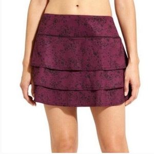 Athleta Floral Tier Ruffle Swagger Skort Skirt size XL